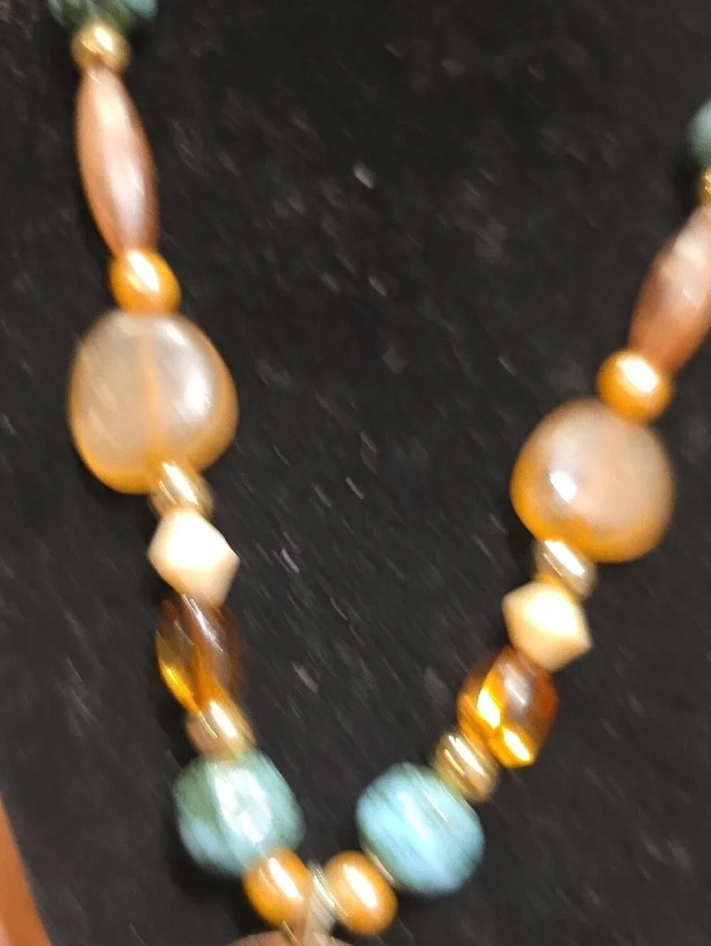Amber Teardrop Pendant Necklace with Turquoise Accents